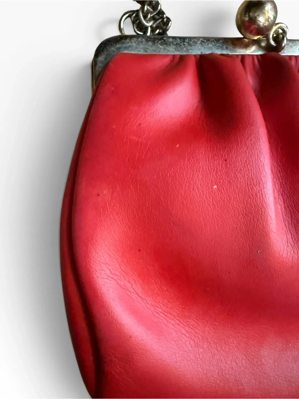 Vintage Red Leather Kiss-Lock Purse from Simpson's Luggage and Furs, Vermont